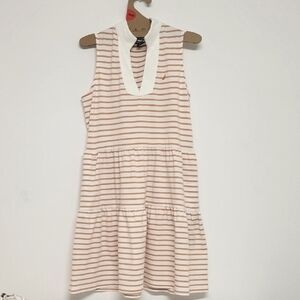 Nautica Striped Mini Dress - Cream and Tan